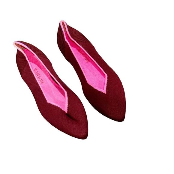 Rothy's The Point Ballet Flat Slip-On Merino Wool Currant Pink Size W9.5 NWOB - Picture 8 of 12